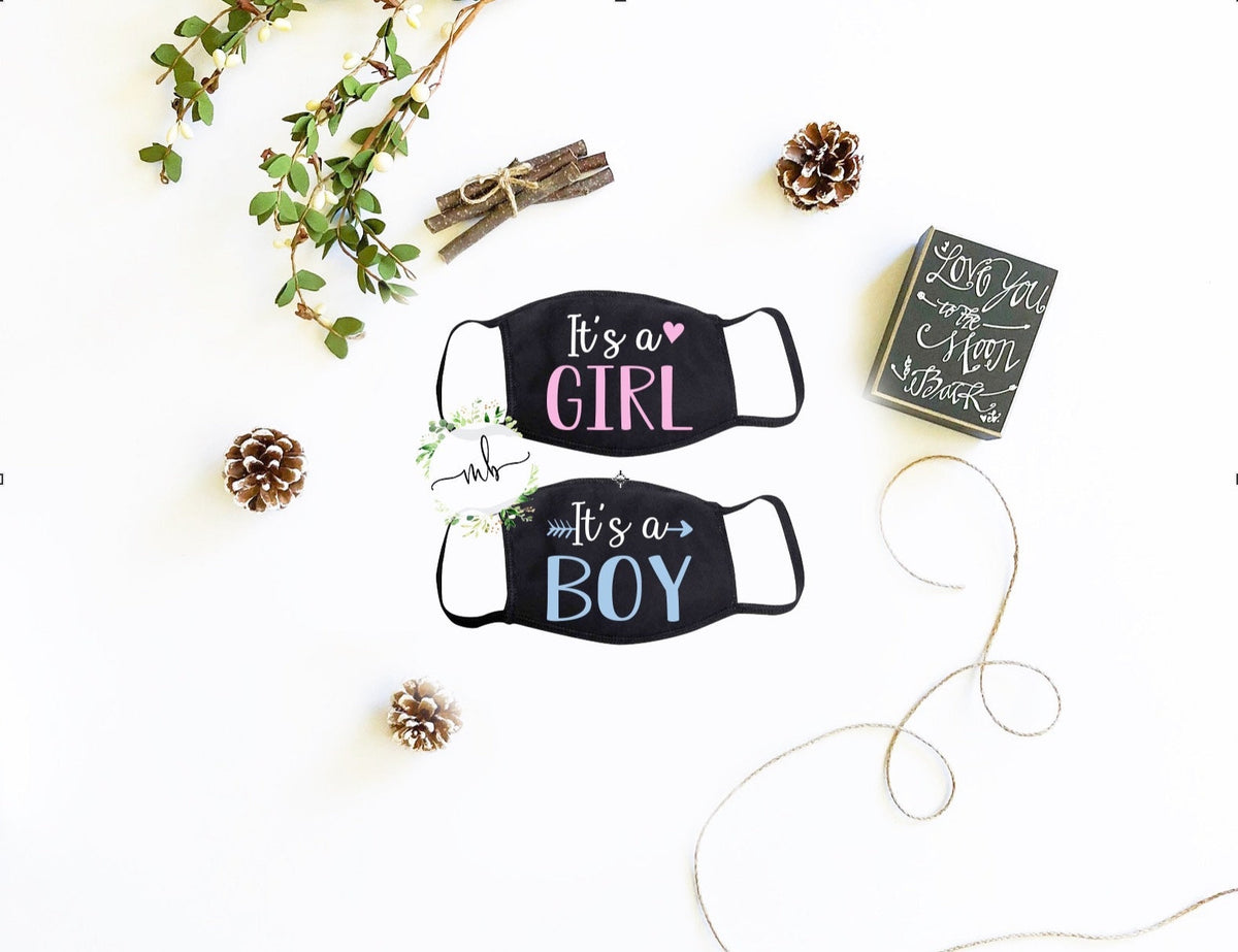 Gender Reveal Face Mask: Boy or Girl Baby Shower