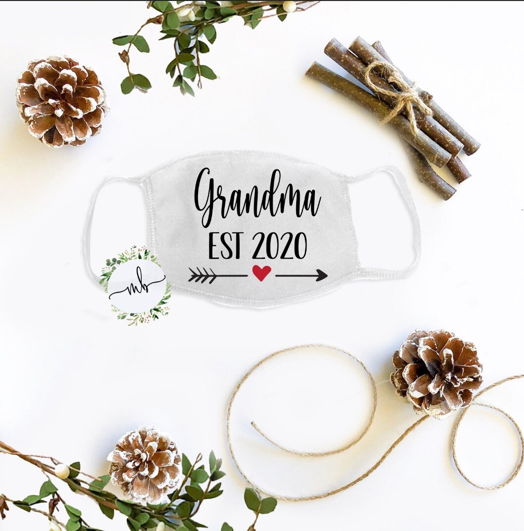 Grandma Grandpa Established Face Mask: Pregnancy Reveal