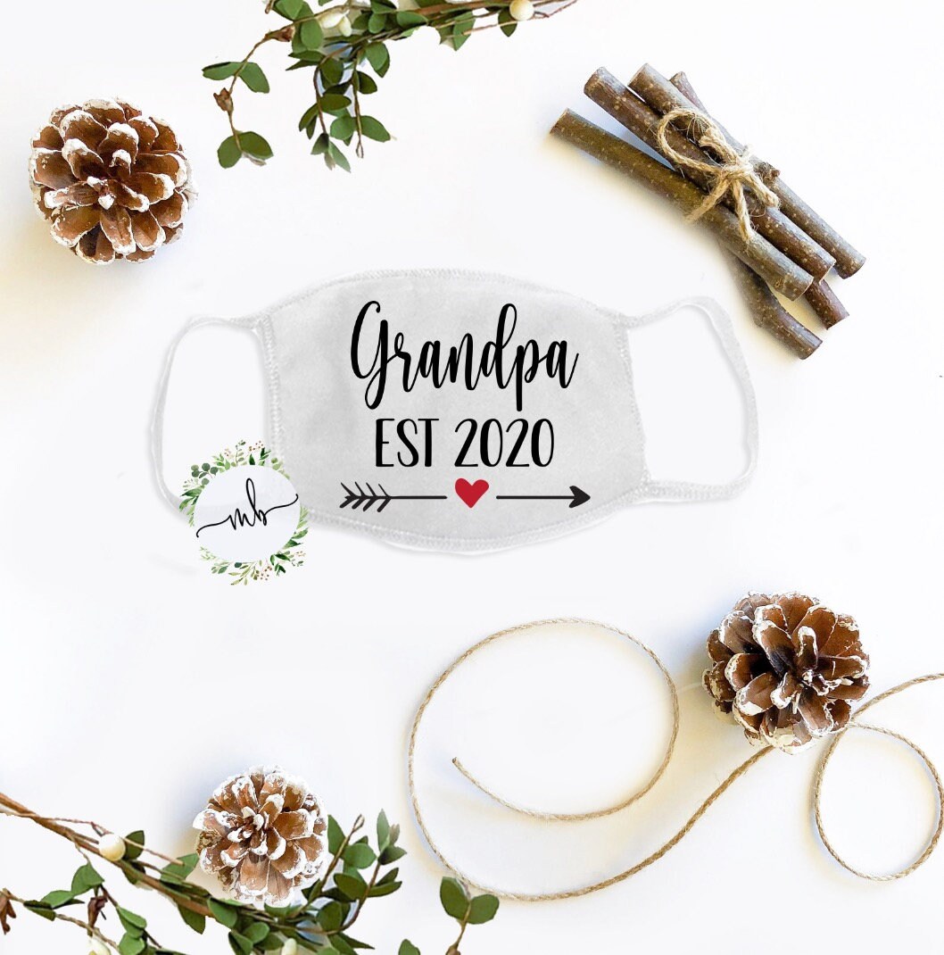 Grandma Grandpa Established Face Mask: Pregnancy Reveal