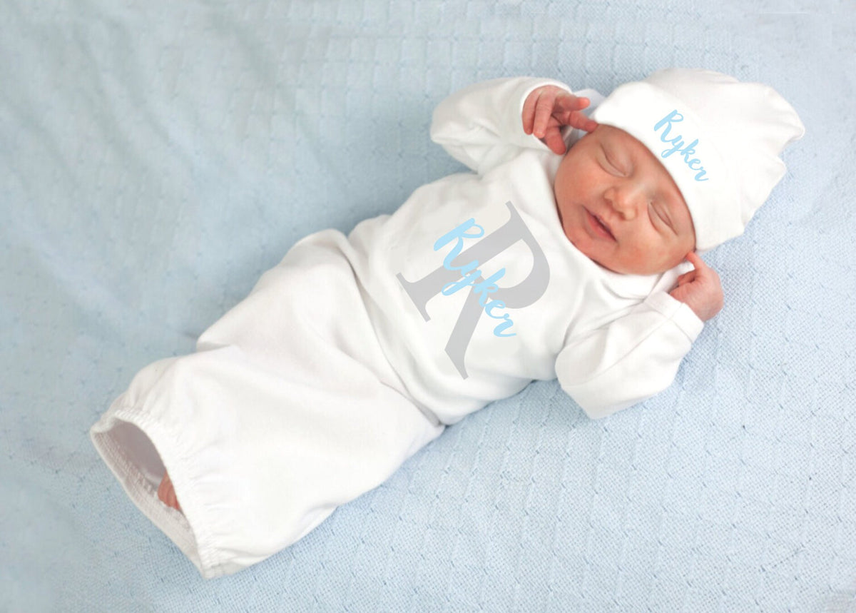Monogrammed Newborn Boy Outfit: Personalized Baby Coming Home Outfit