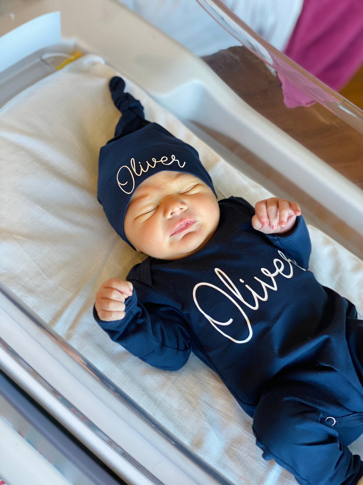 Newborn Boy Coming Home Outfit, Baby Shower Gift Boy, Personalized Baby Romper Navy, Baby Boy Clothes - Mama Bijou