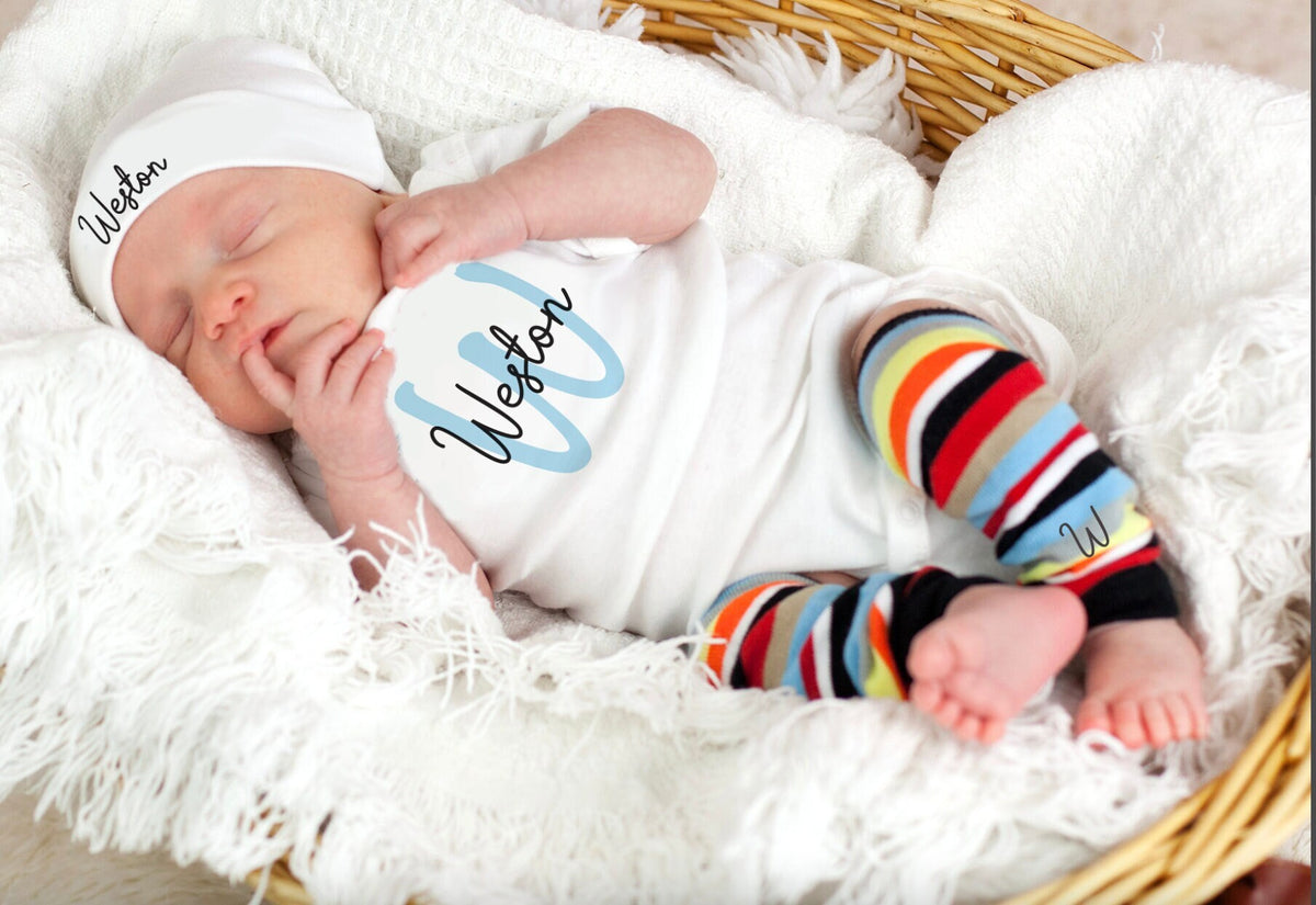 Personalized Newborn Boy Outfit: Cotton Baby Coming Home Outfit