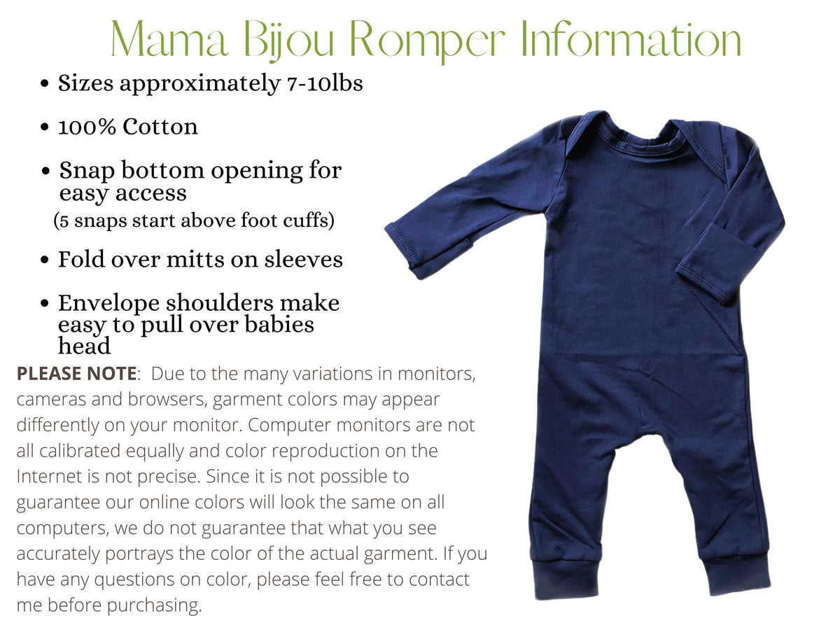 Newborn Boy Coming Home Outfit, Baby Shower Gift Boy, Personalized Baby Romper Navy, Baby Boy Clothes - Mama Bijou