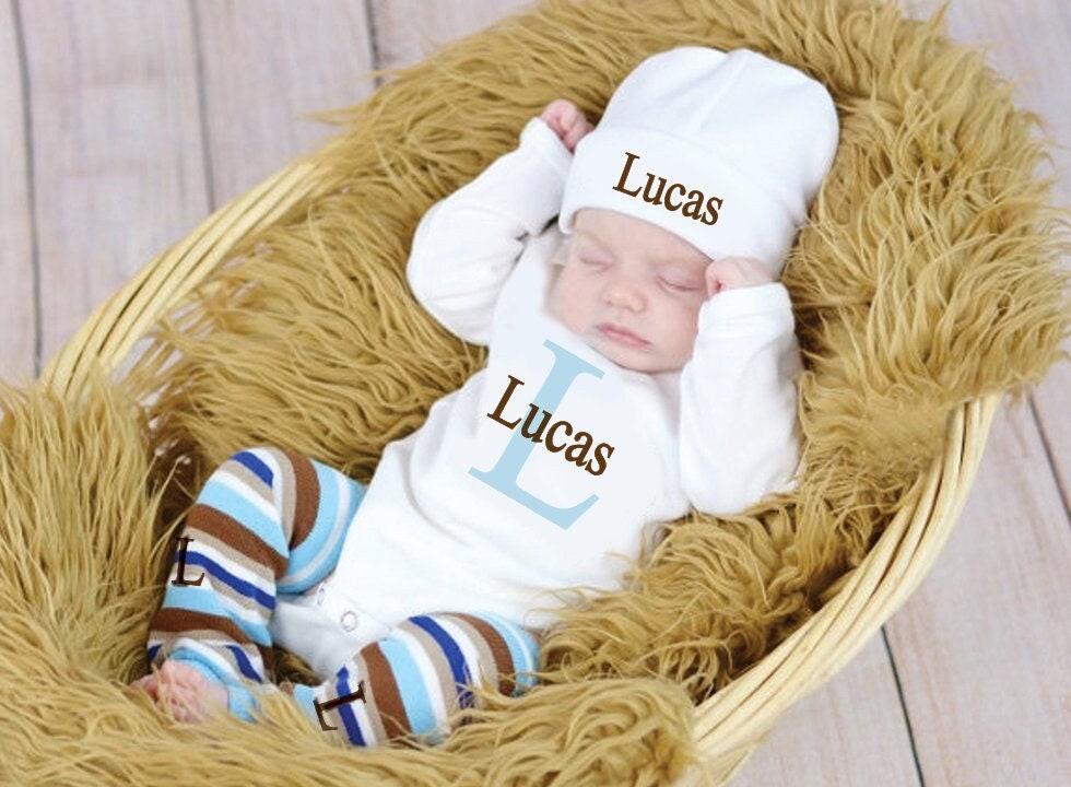 Personalized Baby Boy Outfit: Monogrammed Newborn Gift Set