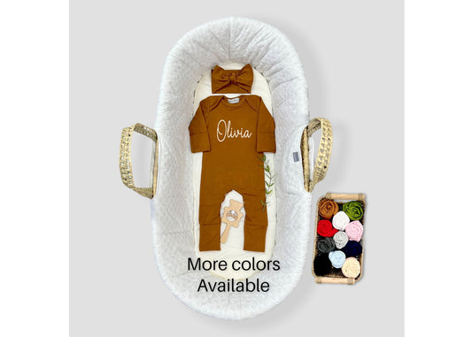 Personalized Baby Girl Romper and Headband Set: Newborn Coming Home Outfit