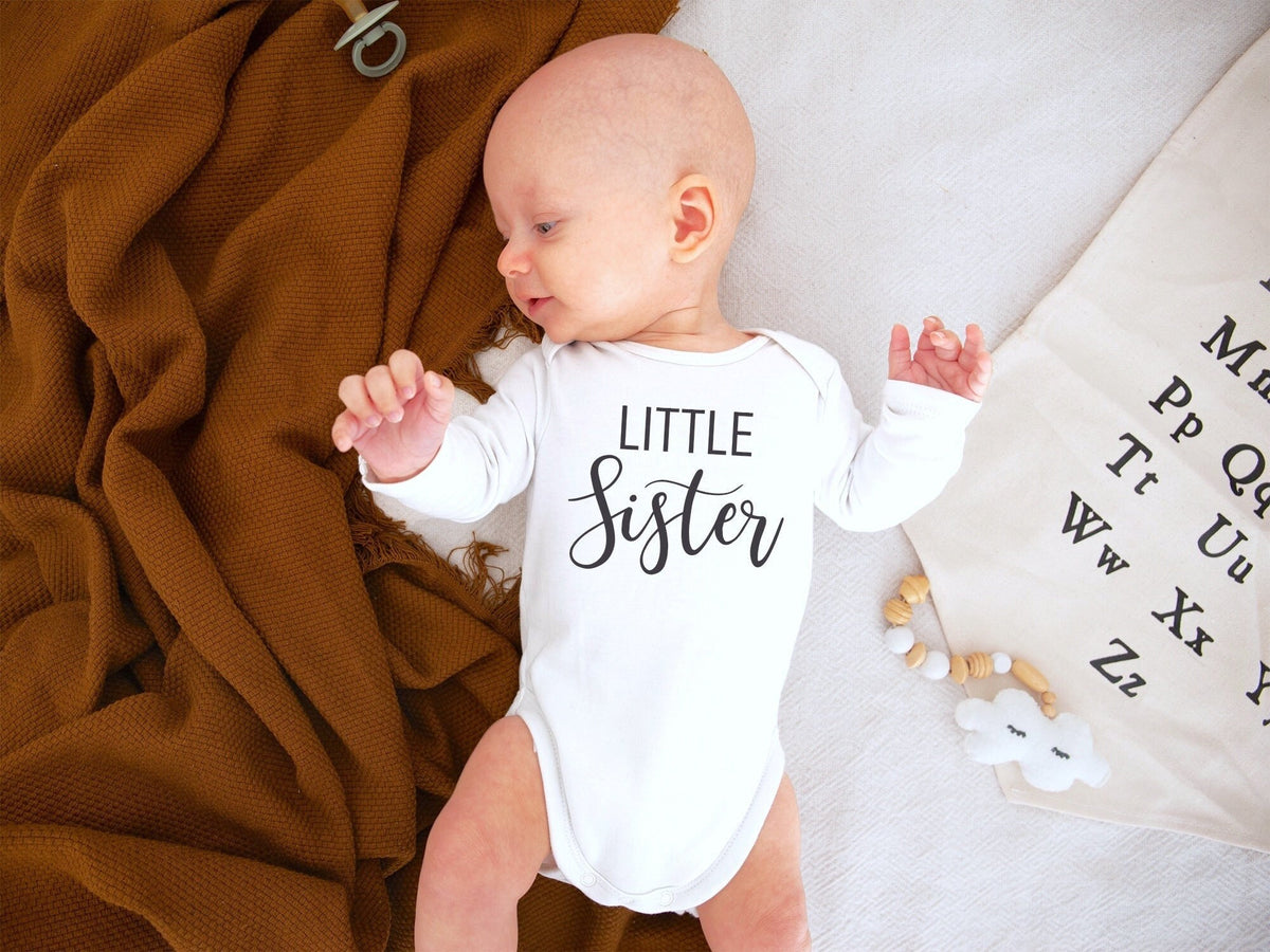Little Sister Bodysuit: Newborn Girl Outfit, Sibling Shirt