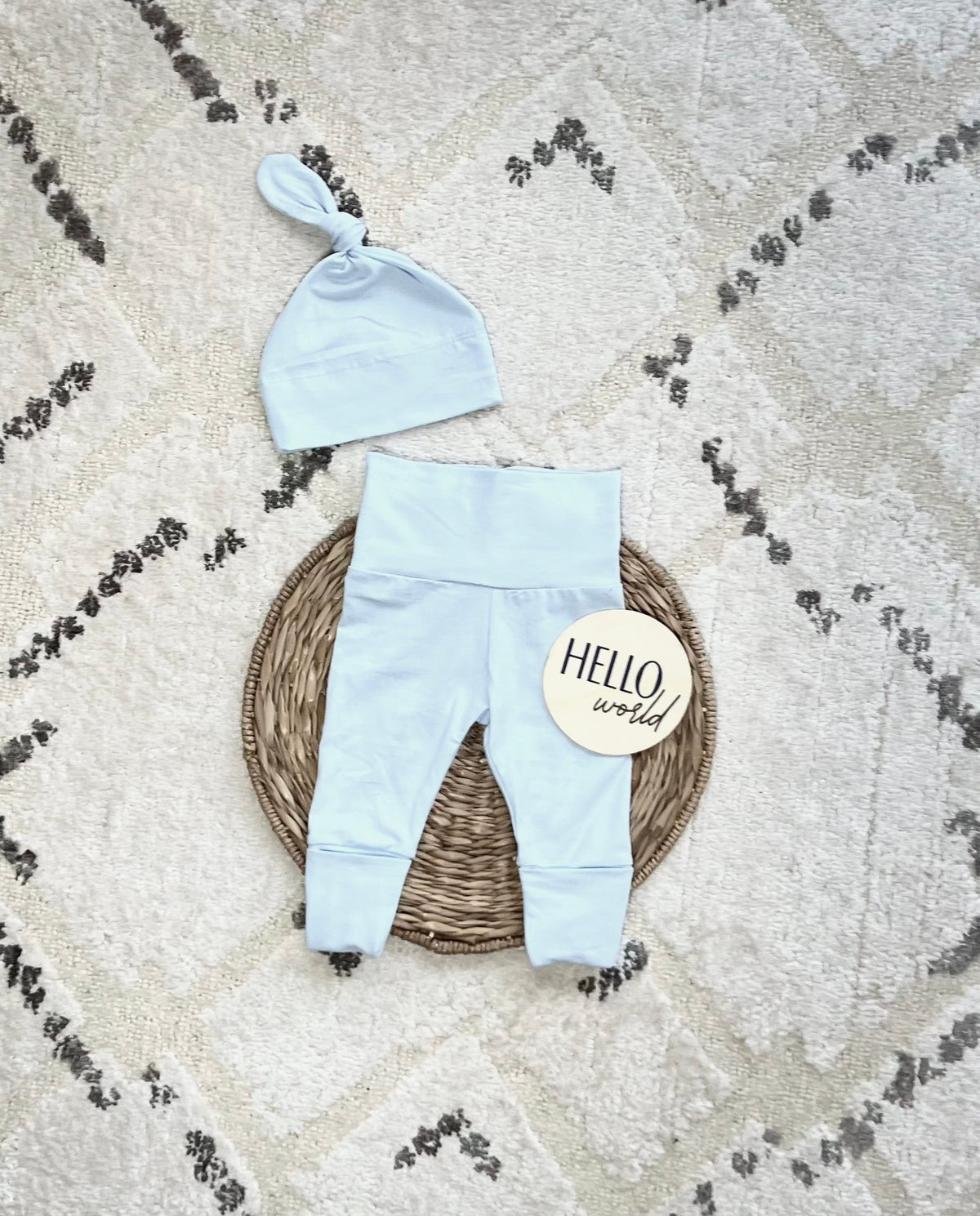 Personalized Baby Boy Coming Home Outfit: Light Blue Knotted Set