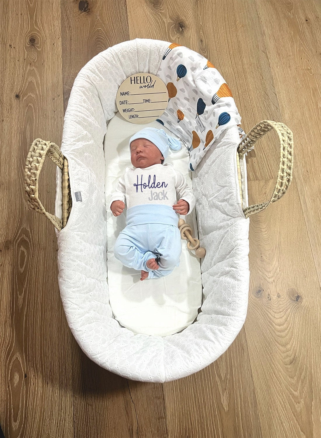 Personalized Baby Boy Coming Home Outfit: Light Blue Knotted Set