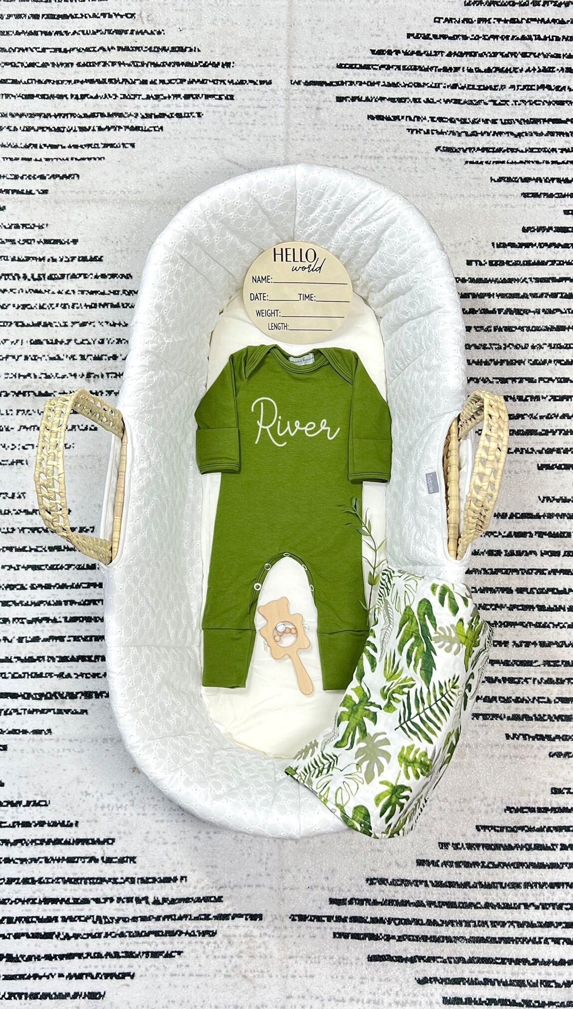 Personalized Olive Baby Romper: Gender Neutral Coming Home Outfit