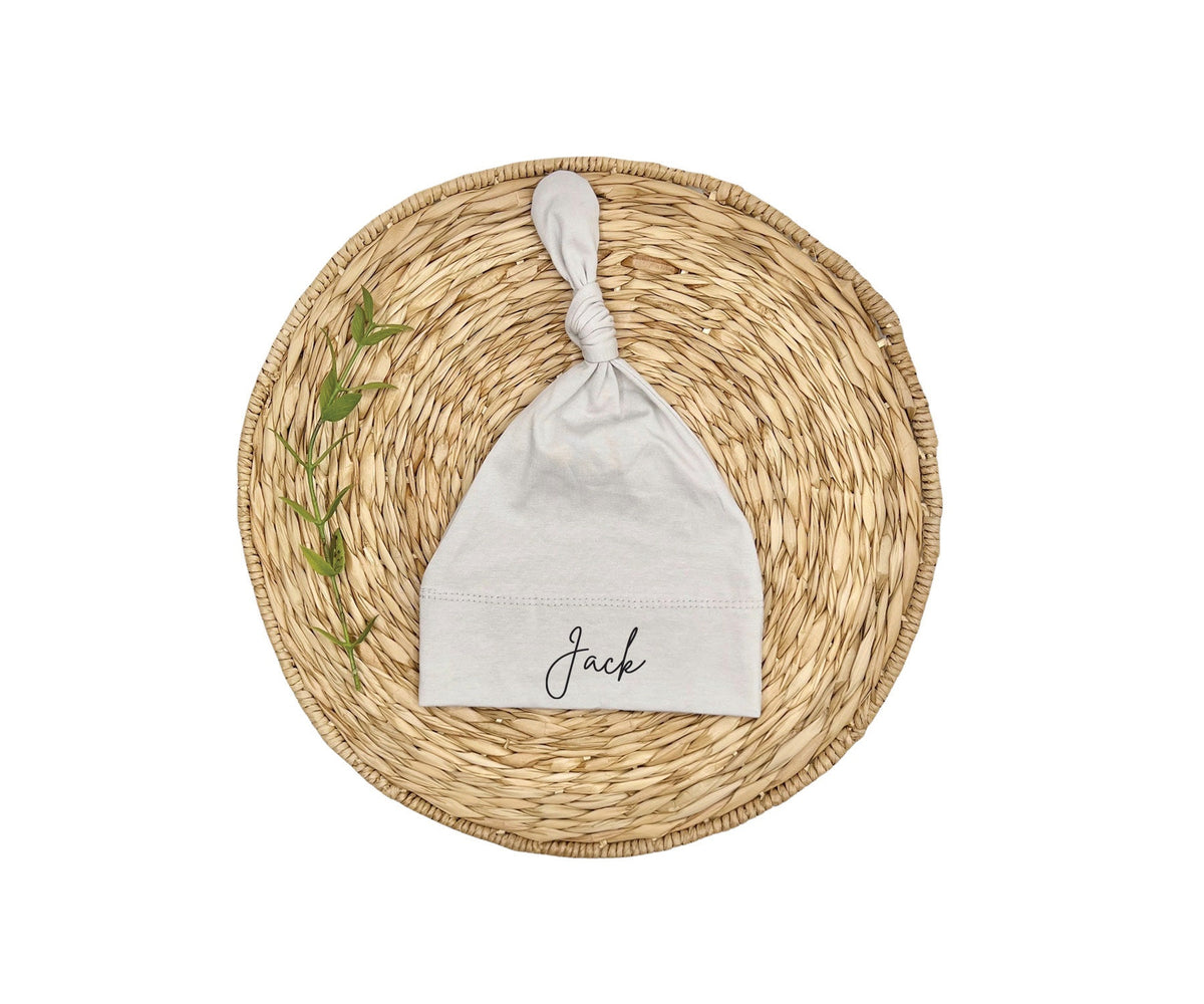 Personalized Newborn Outfit: "Just Joined Team" Bodysuit, Gray Pants & Hat