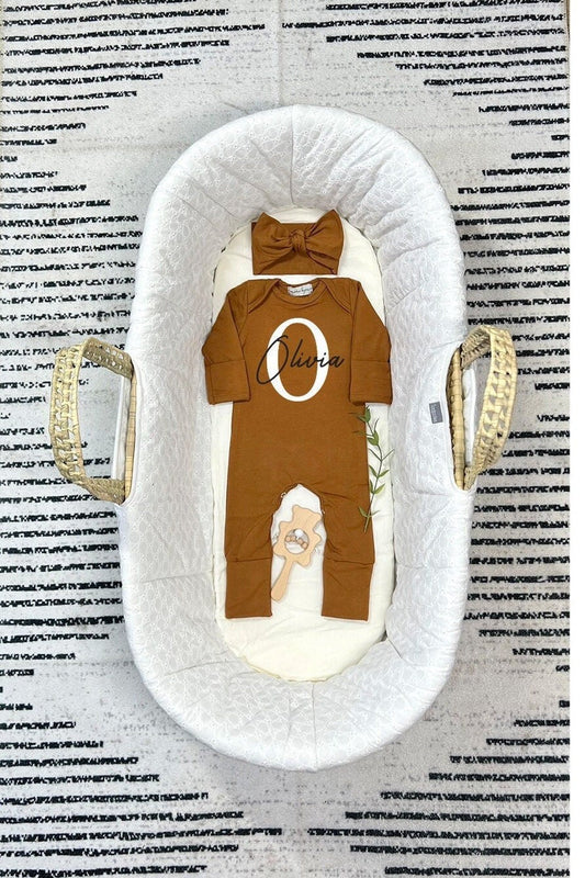 Personalized Newborn Romper: Rust Baby Girl Coming Home Outfit