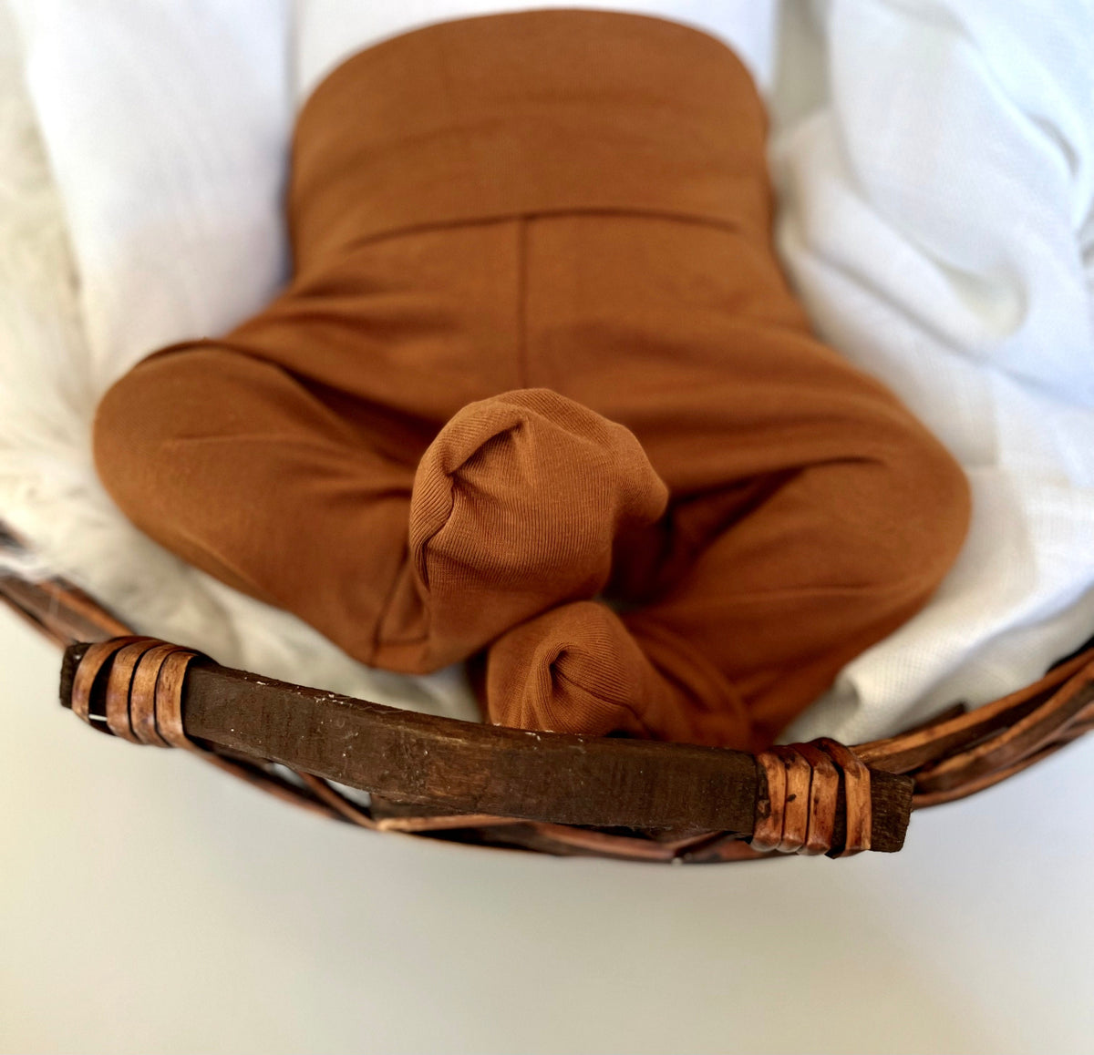 Rust Newborn Outfit: Cotton Baby Pants, Knotted Hat & Headband Set
