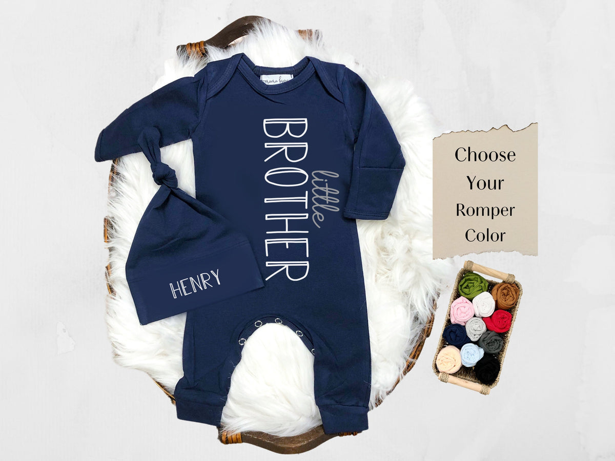 Personalized Newborn Boy Little Brother Take Home Outfit Makes a Perfect Sibling Announcement or Unique Big Little Brother Family Pictures