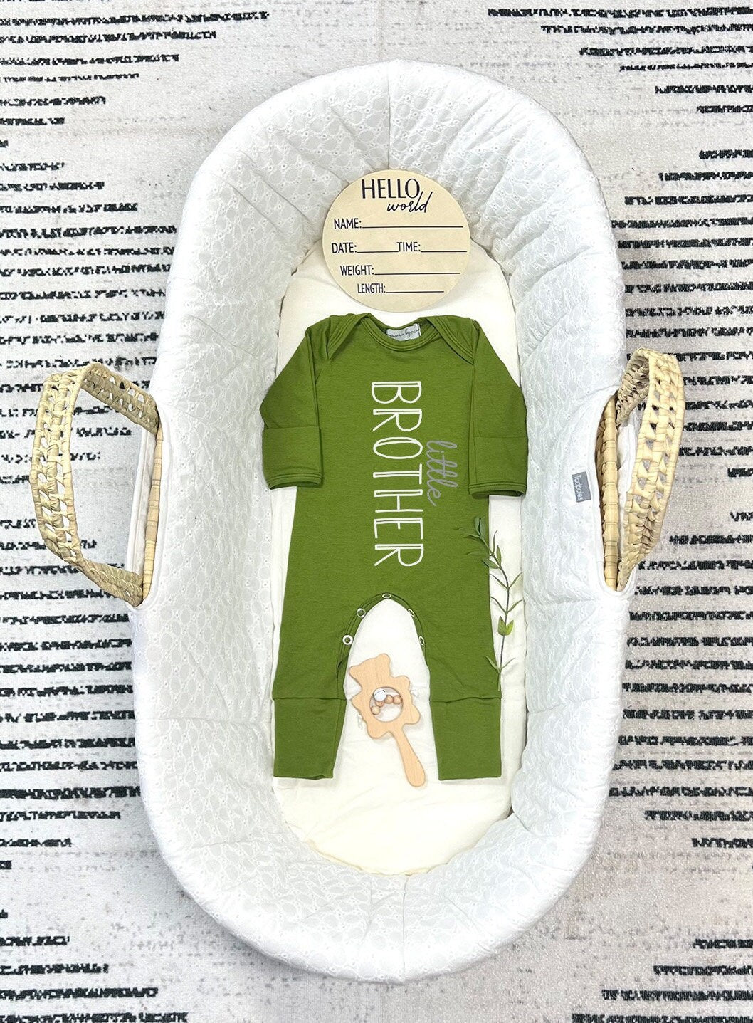Personalized Little Brother Romper & Hat Set: Newborn Outfit