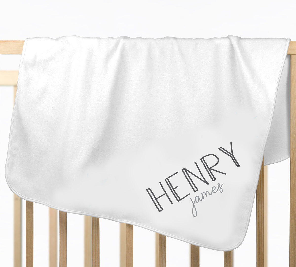 Personalized Newborn Baby Boy Blanket: Gray Cotton Swaddle