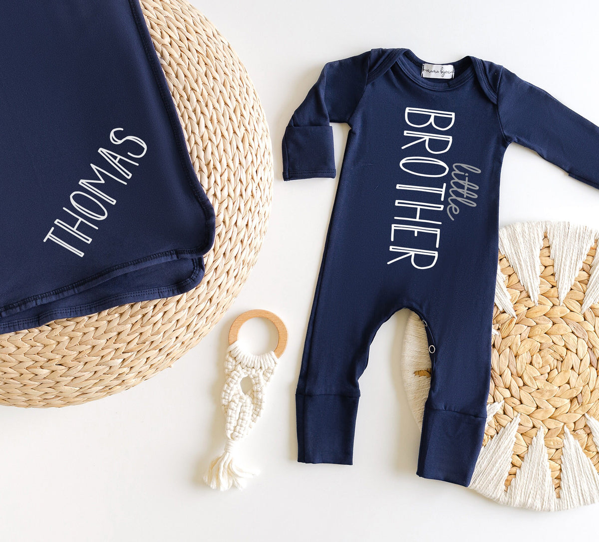 Personalized Newborn Boy Romper Set: Little Brother Outfit