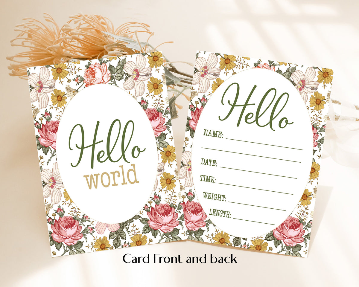 Hibiscus Floral Baby Milestone Cards: Newborn Photo Props
