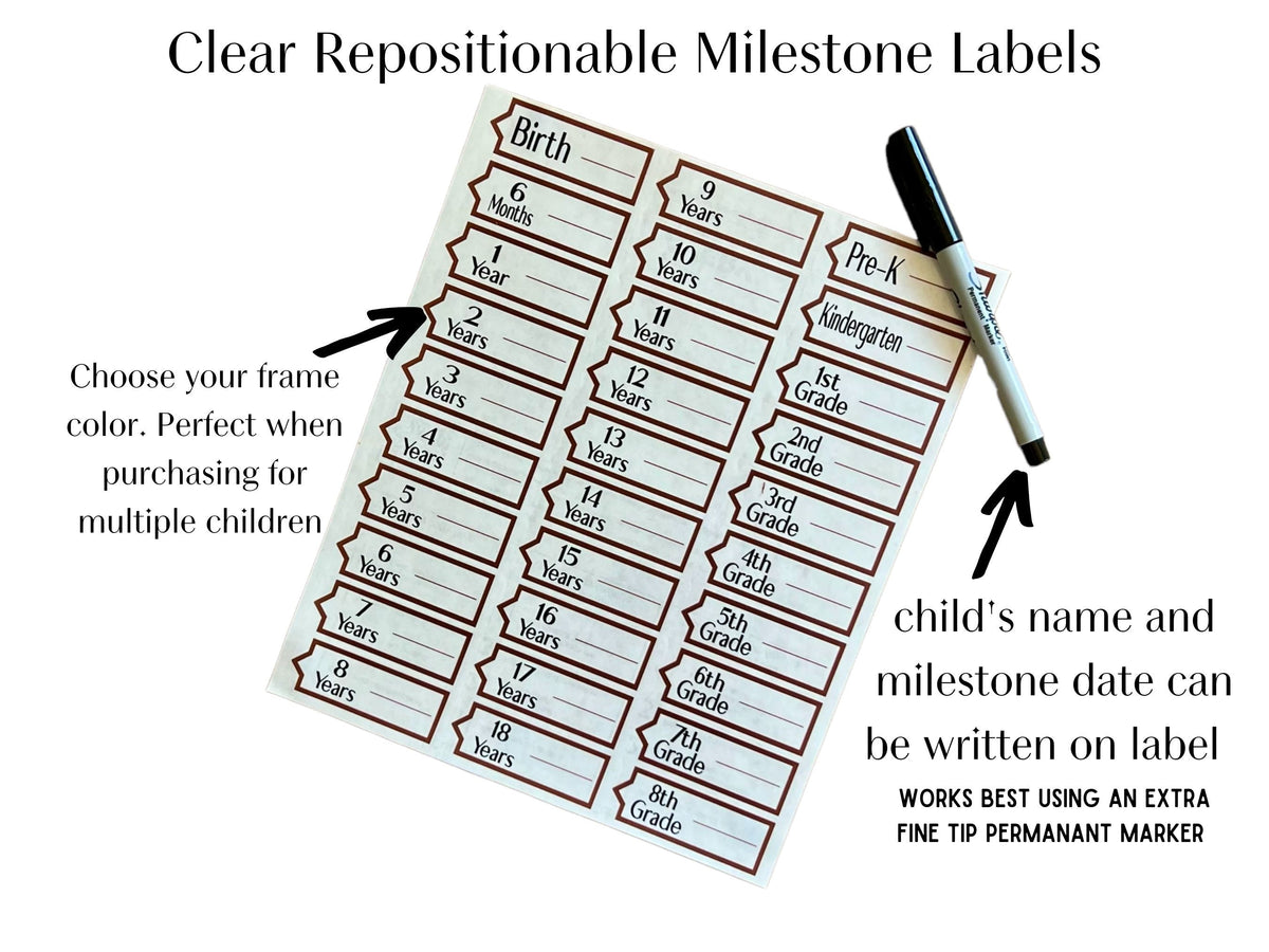 Milestone Growth Chart Labels – Personalized Nursery Decor, Kids Room Wall Art, Baby Milestones, Baby Shower Gift, New Baby Gift