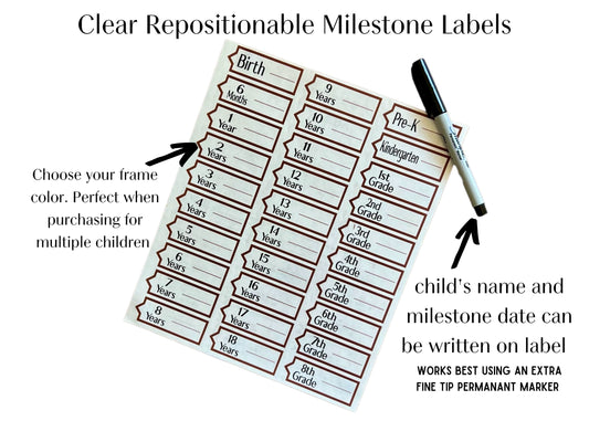 Milestone Growth Chart Labels – Personalized Nursery Decor, Kids Room Wall Art, Baby Milestones, Baby Shower Gift, New Baby Gift