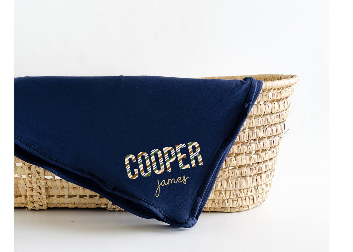 Personalized Newborn Boy Romper Outfit: Navy Cotton Take Home Set
