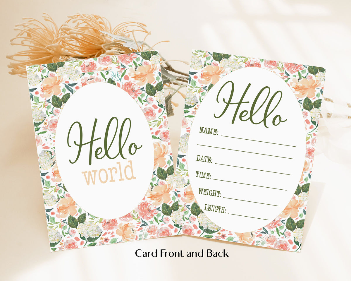 Peach Floral Baby Milestone Cards: Newborn Photo Props, 13 Card Set