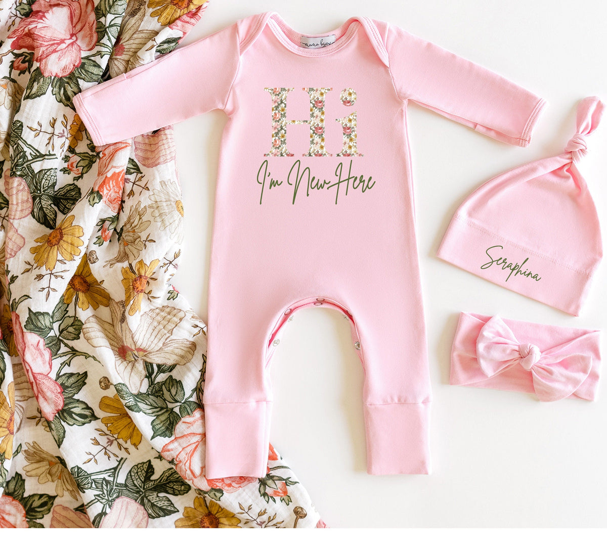 Hibiscus Floral Baby Milestone Cards: Newborn Photo Props