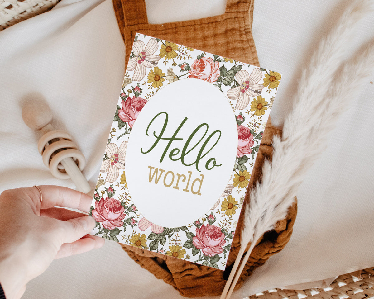 Hibiscus Floral Baby Milestone Cards: Newborn Photo Props