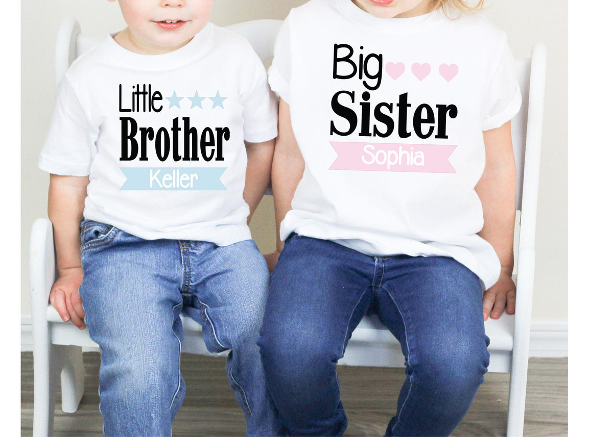 Big Brother Sister Matching Shirts: Sibling Announcement Tees