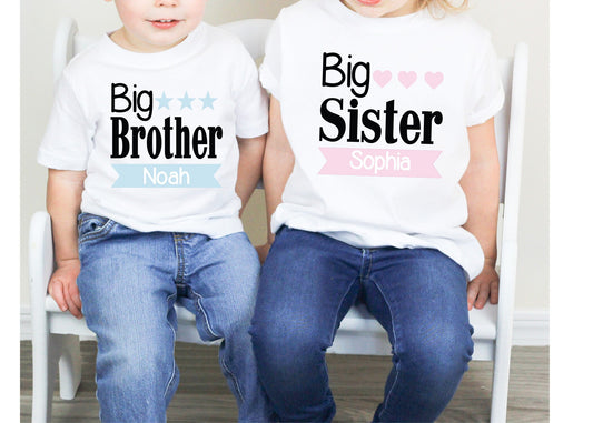 Big Brother Sister Matching Shirts: Sibling Announcement Tees