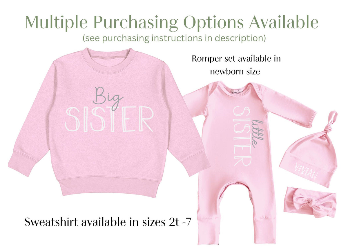Big Little Brother Sister Sibling Shirts, Mom Dad Family, Newborn Coming Home Outfit, On Sweatshirt, Tee Shirt, Romper or Knotted Gown