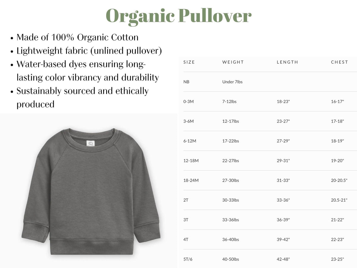 Personalized Organic Cotton Baby Pullover: Custom Name Lightweight Sweatshirt