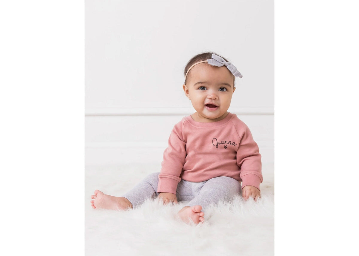 Personalized Organic Baby Sweatshirt: Cursive Name Lightweight Pullover