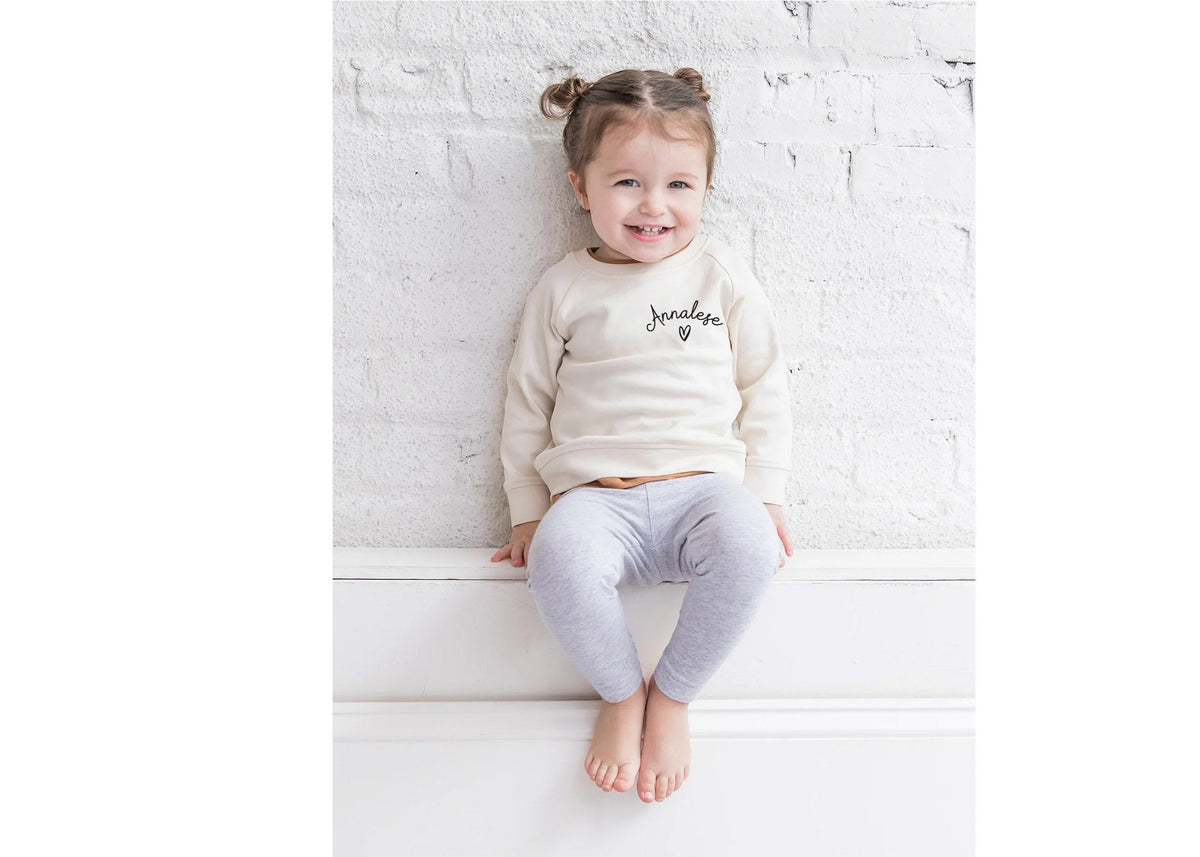 Personalized Organic Baby Sweatshirt: Cursive Name Lightweight Pullover