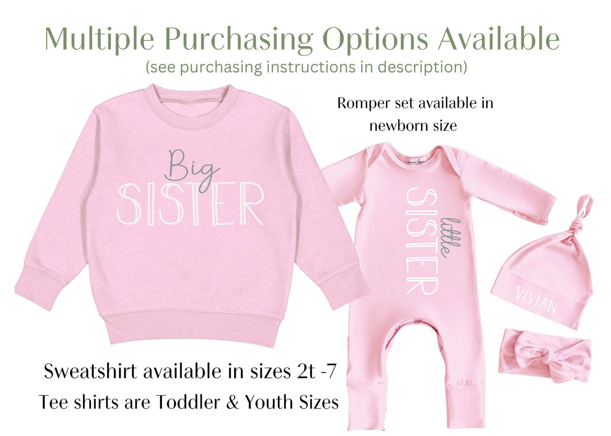Big Sister Shirt or Little Sister Romper Set: Sibling Announcement