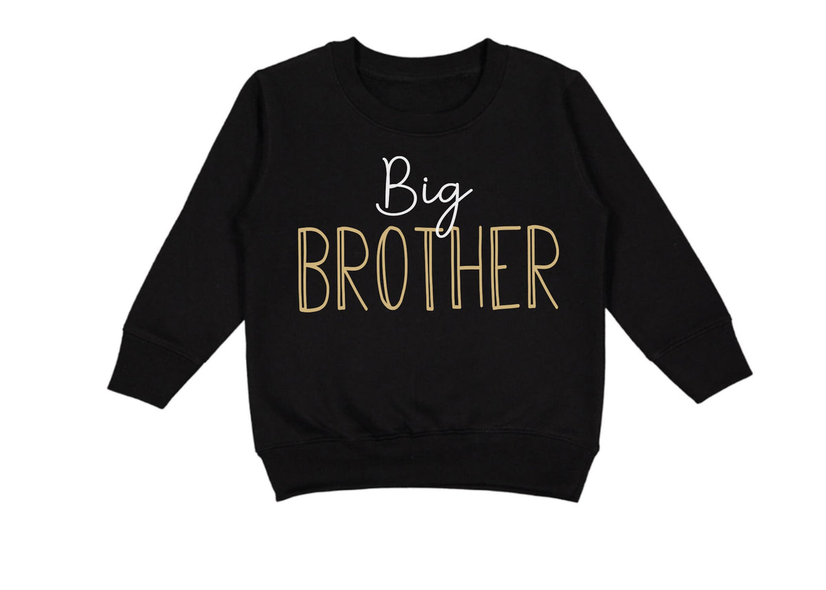 Modern Black Sibling Outfit: Big Brother/Sister Shirt, Little Brother/Sister Romper