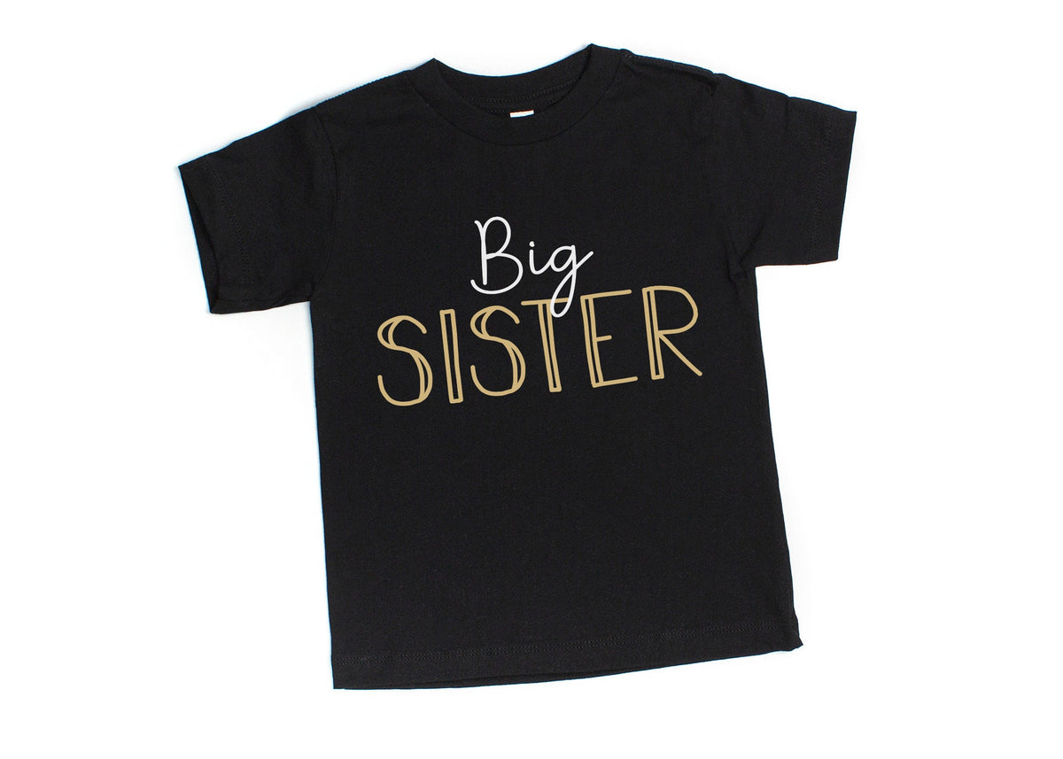 Modern Black Sibling Outfit: Big Brother/Sister Shirt, Little Brother/Sister Romper