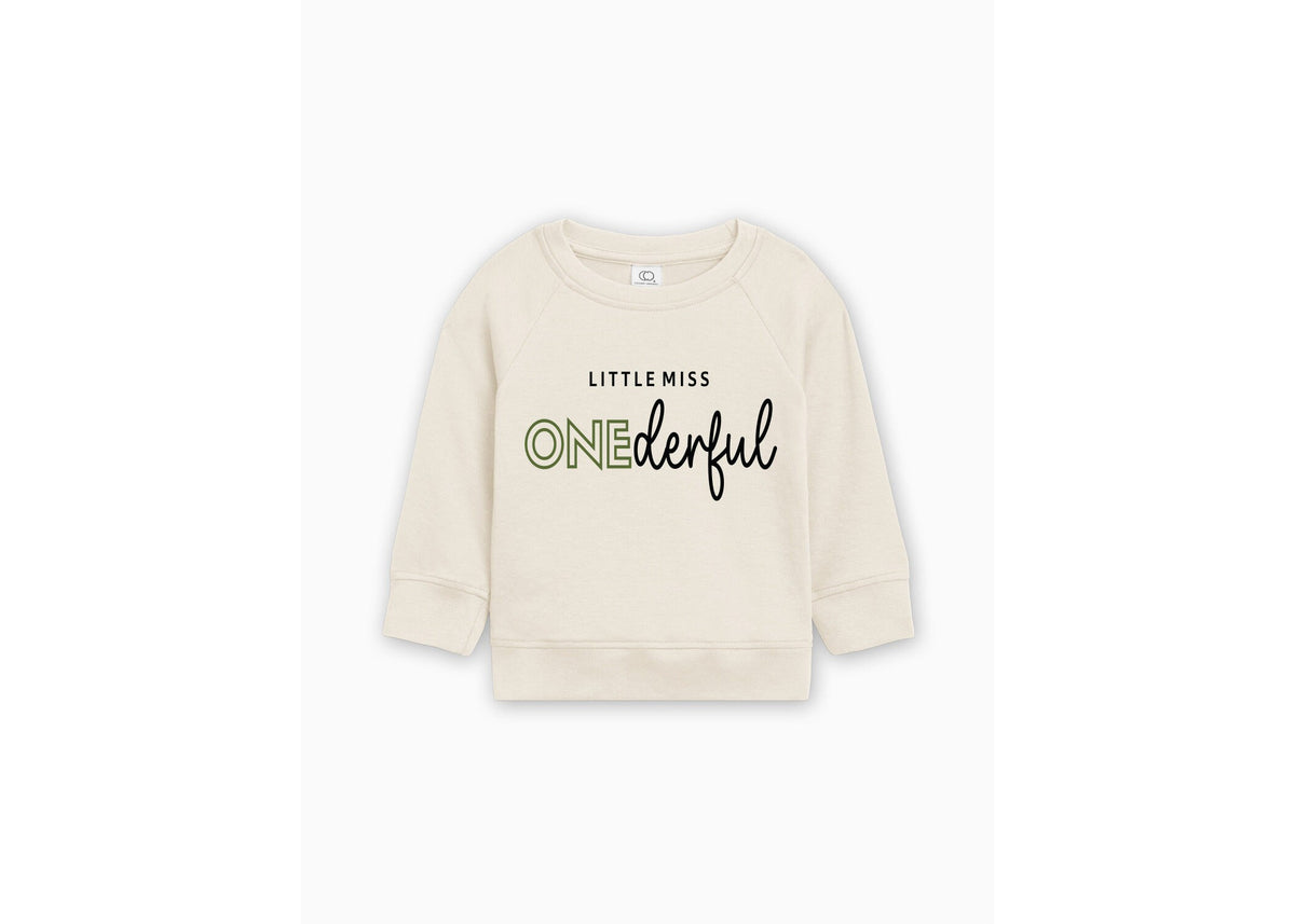 1st Birthday Girl Organic Cotton Sweatshirt: Little Miss Onderful