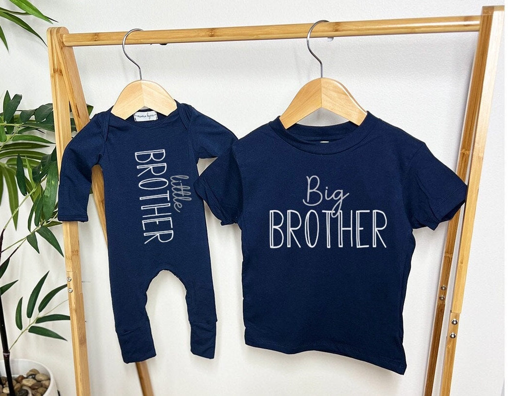 Big Brother Shirt: Navy Sibling Outfit, Baby Announcement