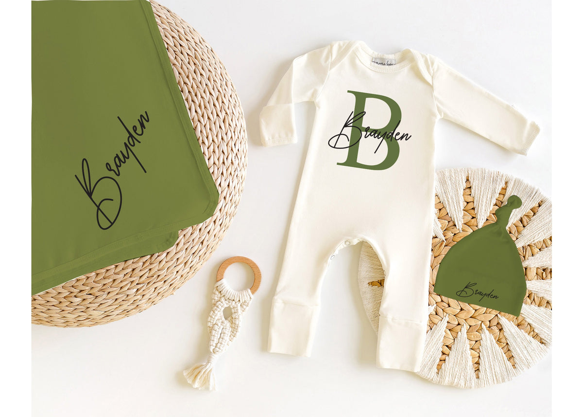 Personalized Newborn Romper: Gender Neutral Baby Coming Home Outfit