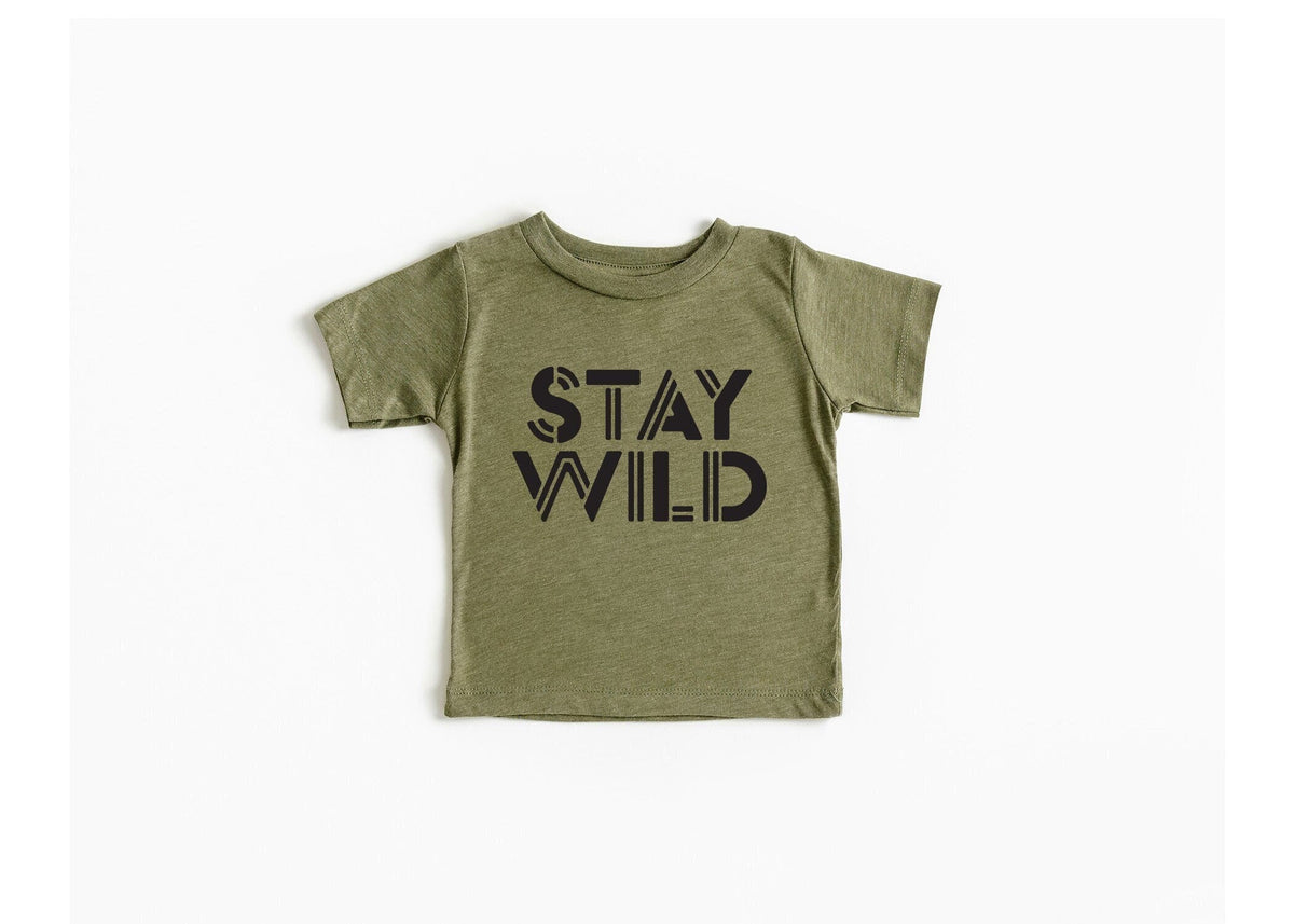 Stay Wild Toddler Shirt: Olive Green Adventure Tee