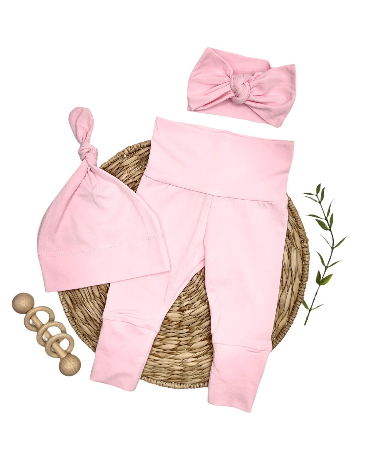 Personalized Newborn Take Home Outfit: Gender Neutral Bodysuit, Pants & Hat Set