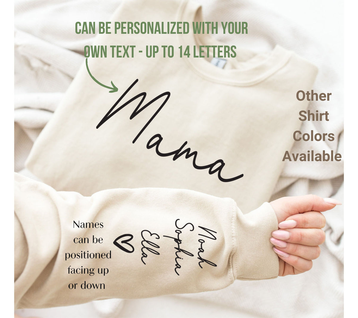 Customizable Name Sleeve Sweatshirt: Personalized Unisex Gift