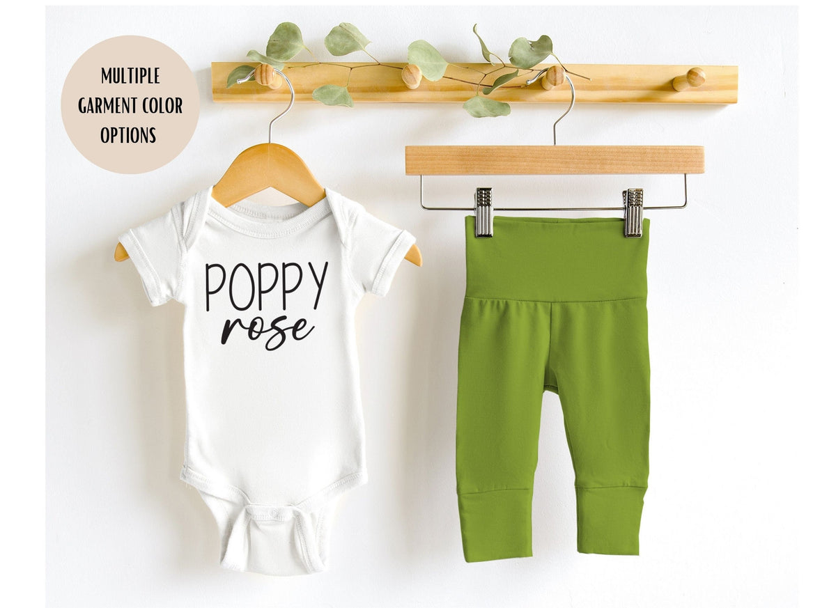 Personalized Baby Girl Outfit Set: Cotton Bodysuit & Pants Layette