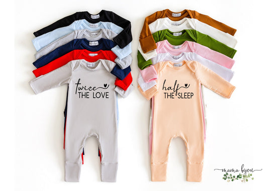 Personalized Twin Baby Coming Home Outfit: Gender Neutral Romper Set