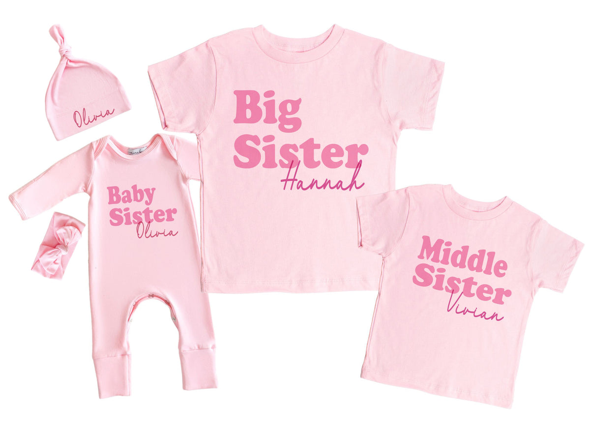 Big Little Middle Baby Brother Shirts, Matching Sibling Family Shirts, Navy Blue Sweatshirt, Tee Shirt or Romper Newborn Coming Home Outfit