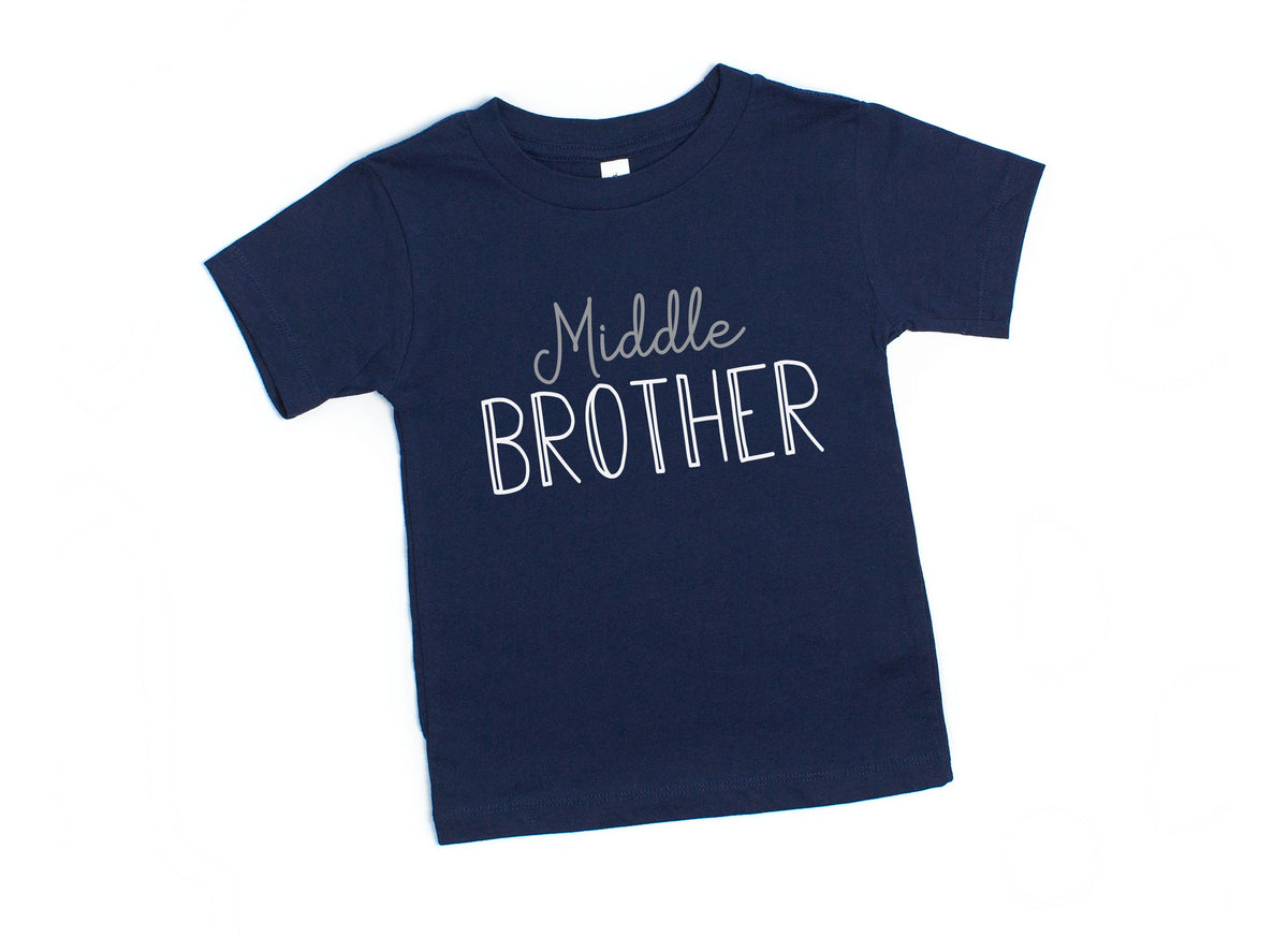 Big Little Brother Sibling Shirts, Matching Family Shirts, Navy Blue Shirt or Romper Newborn Coming Home Outfit - Youth, Toddler Baby Sizes