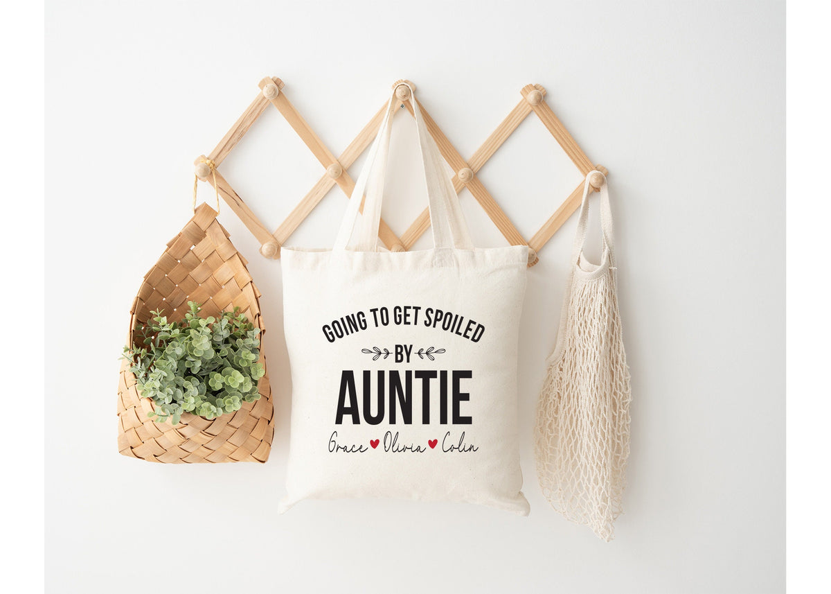 Personalized Auntie Tote Bag: Nieces & Nephews Names, Gift for Sister
