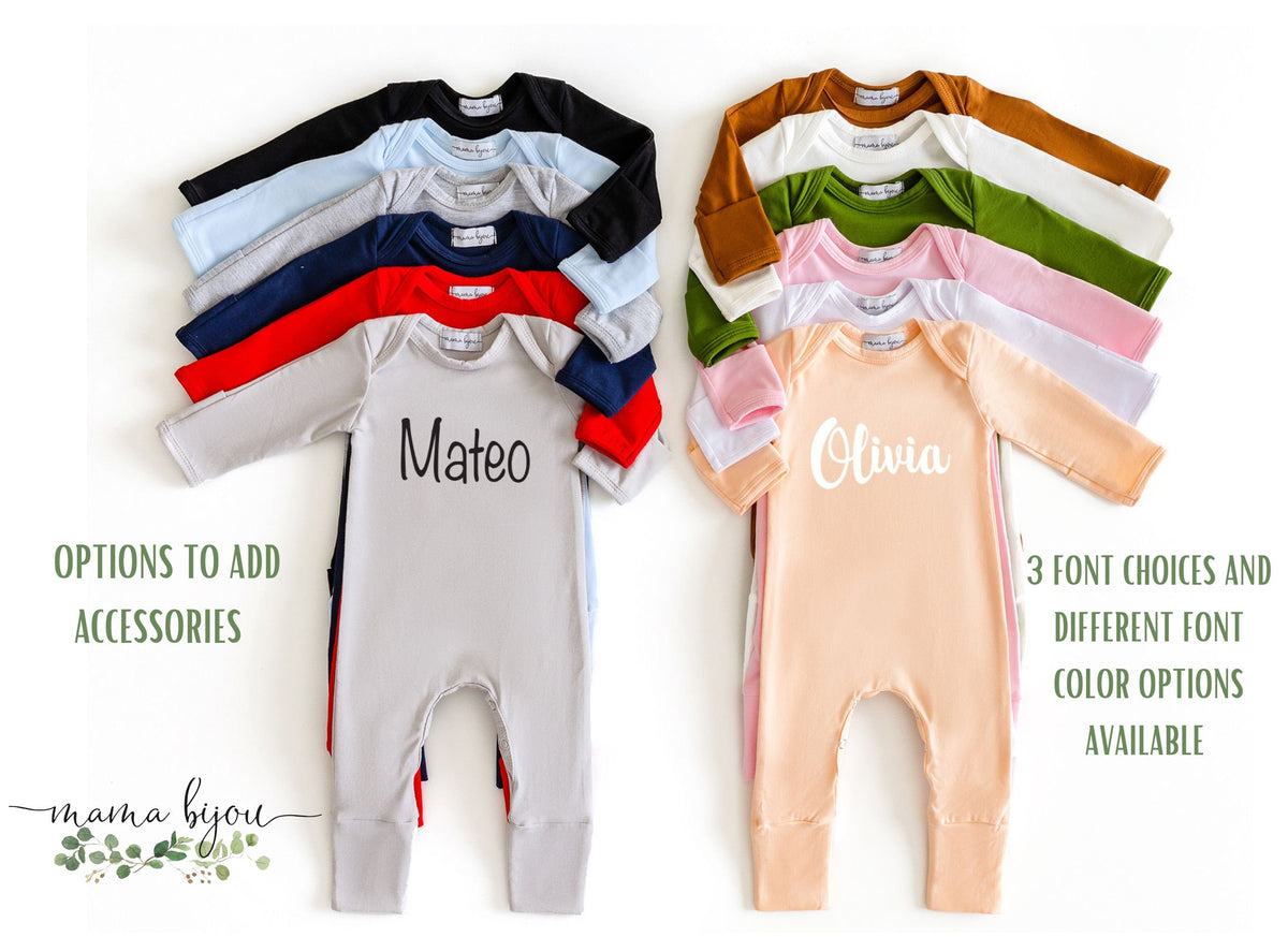 Personalized Newborn Coming Home Outfit: Cotton Romper, Hat & Blanket Set