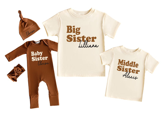 Personalized Family Matching Shirts: Big, Little, Middle, Baby Sibling Romper