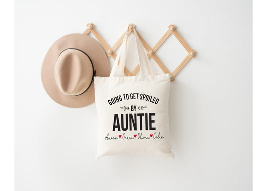 Personalized Auntie Tote Bag: Nieces & Nephews Names, Gift for Sister